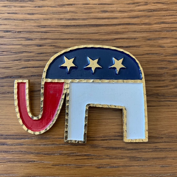 Vintage Campaign Pendant Republican Party Elephant Necklace Charm 2.5" Large GOP - Picture 1 of 6